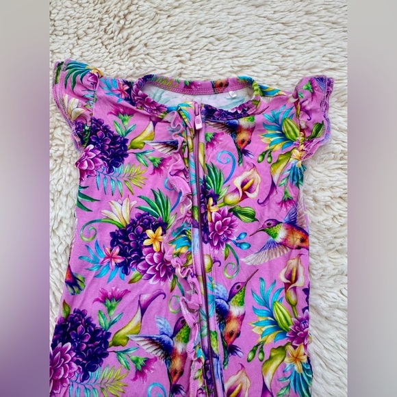 Girls 0-3 months Little Bum Bums Hummingbird bamboo pajamas - Picture 2 of 5